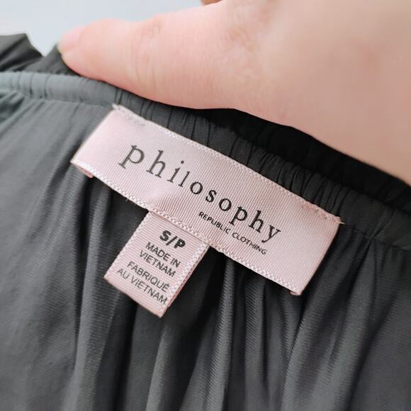 PHILOSOPHY Black V-Neck Ruffle Sleeve Tank Top Women's Size S - Picture 12 of 13
